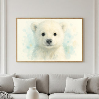 Adorable Baby Polar Bear Cube Wasserfarbe Portrait Poster