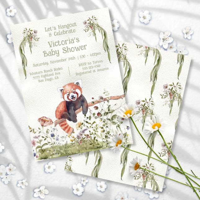 Adorable Baby Red Panda Bear Baby Dusche Einladung (Von Creator hochgeladen)