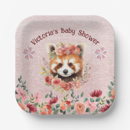 Adorable Baby Red Panda Bear Baby Dusche Pappteller