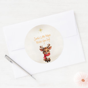 Adorable Baby Rentier Weihnachtsnachricht Runder Aufkleber