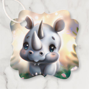 Adorable Baby Rhino Geschenkmarke Geschenkanhänger