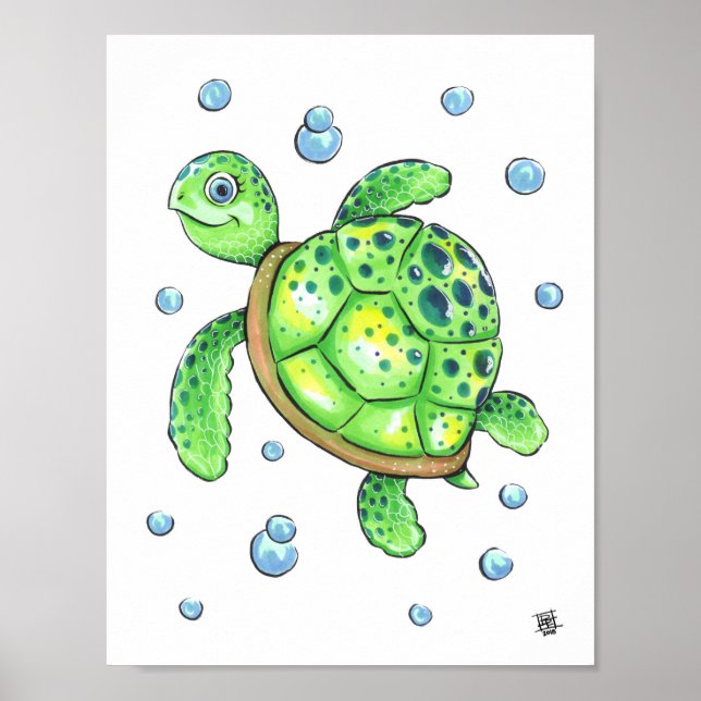 Adorable Baby Sea Turtle Poster (Vorne)