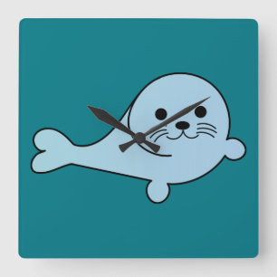 Adorable Baby Seal Quadratische Wanduhr