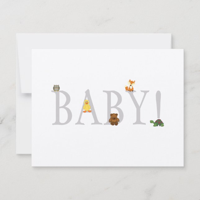 Adorable Baby shower animal Merci Carte de note (Devant)