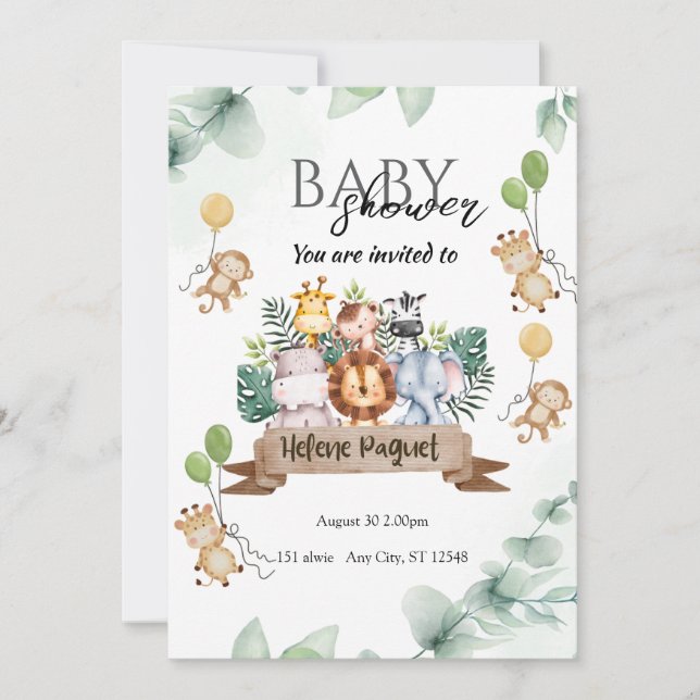 Adorable Baby Shower Einladungen für ein unvergess (Vorderseite)