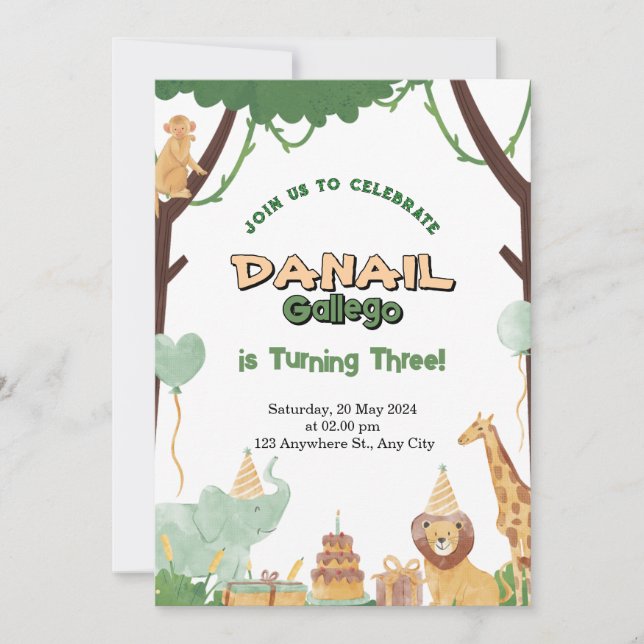 Adorable Baby Shower Invitations avec mignonne ani (Devant)
