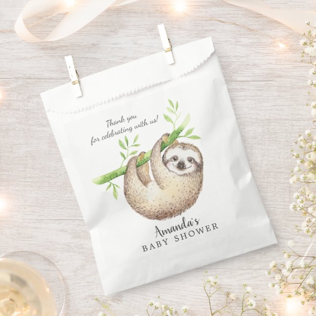 Adorable Baby Sloth Dusche Fevor Taschen Geschenktütchen (Ausgeschnitten)