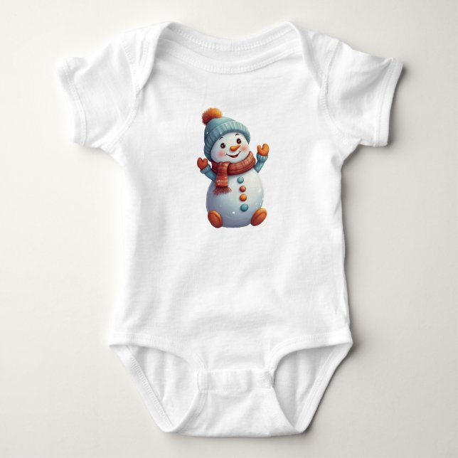 Adorable Baby Snowman in Hat und Scarf Baby Strampler (Vorderseite)