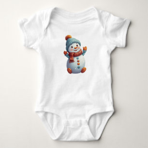 Adorable Baby Snowman in Hat und Scarf Strampler