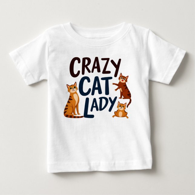 Adorable Baby T-Shirt - Crazy Cat Lady mit Sassy C (Vorderseite)