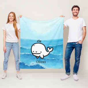 Adorable Baby Whale - Kawaii Sea Creative Line Art Fleecedecke
