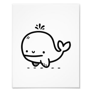 Adorable Baby Whale - Kawaii Sea Creative Line Art Fotodruck