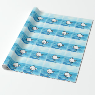 Adorable Baby Whale - Kawaii Sea Creative Line Art Geschenkpapier