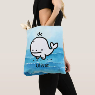 Adorable Baby Whale - Kawaii Sea Creative Line Art Tasche