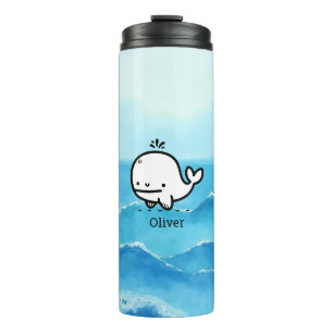 Adorable Baby Whale - Kawaii Sea Creative Line Art Thermosbecher