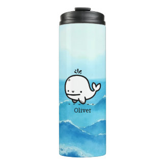 Adorable Baby Whale - Kawaii Sea Creative Line Art Thermosbecher