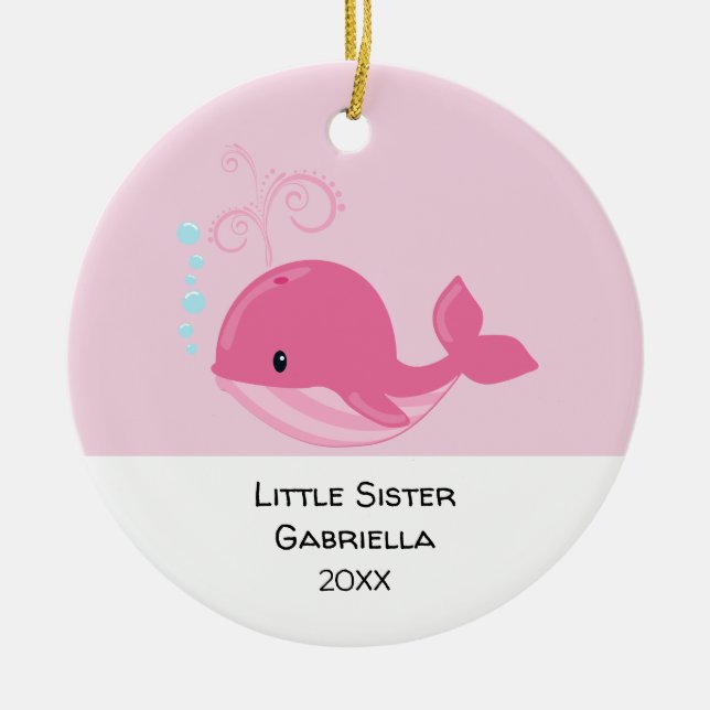 Adorable Baby Whale Little Sister Christmas Keramik Ornament (Vorne)