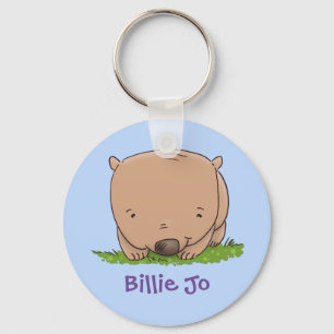 Adorable baby wombat cartoon illustration schlüsselanhänger
