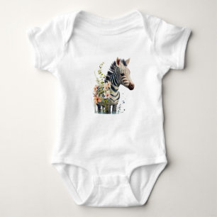 Adorable Baby Zebra mit Blume Baby Strampler