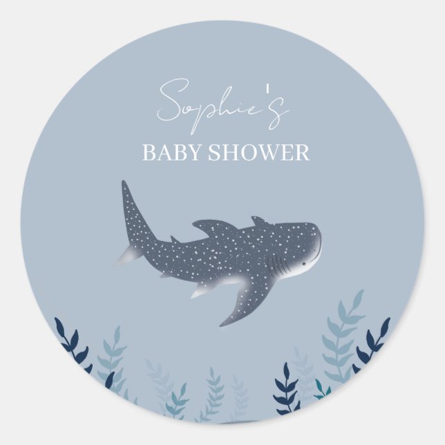 Adorable Babydusche unter dem Meereswal Runder Aufkleber (Vorderseite)