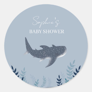 Adorable Babydusche unter dem Meereswal Runder Aufkleber