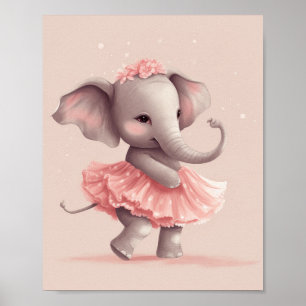 Adorable Babypink-Elefant mit Polka-Dot-Kleid Poster