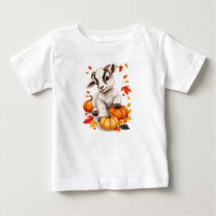 Adorable Babyziege mit Pumpkins Fall Baby T-shirt