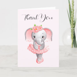 Adorable Ballerina Elephant En Pointe Dankeskarte