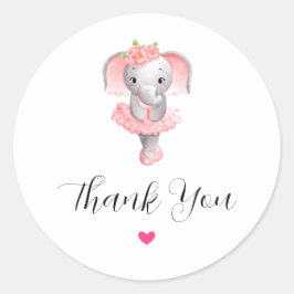Adorable Ballerina Elephant En Pointe Vielen Dank Runder Aufkleber