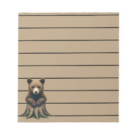 Adorable Bären Cub sitzend auf Baumstumpf Notizblock