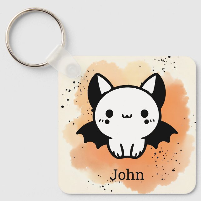 Adorable Bat Buddy - Kawaii Minimalistisches Kinde Schlüsselanhänger (Vorderseite)