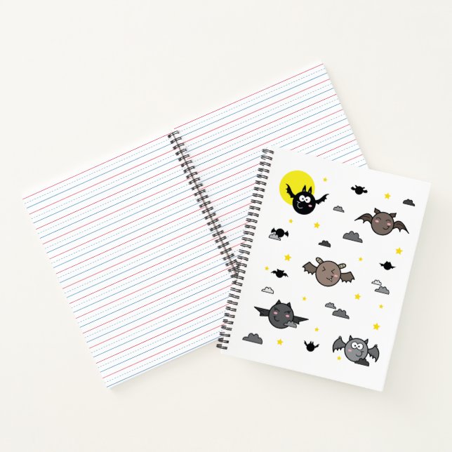 Adorable Bat Illustration Spiral Notebook Notizbuch (Innenseite)