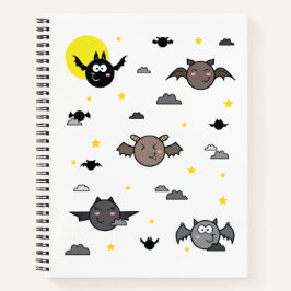Adorable Bat Illustration Spiral Notebook Notizbuch