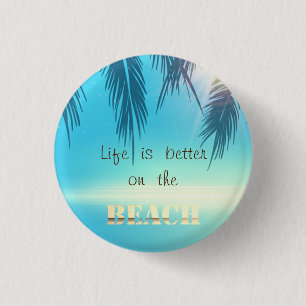 Adorable Beach Palm Blätter Button