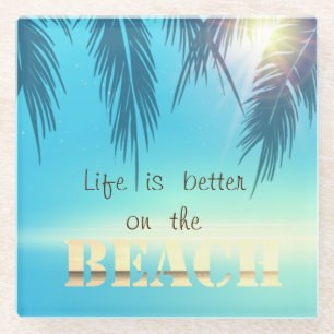 Adorable Beach Palm Blätter Glasuntersetzer