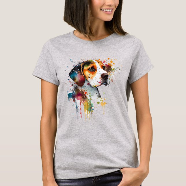 Adorable Beagle chiot Aquarelle IA Art T-shirt (Devant)