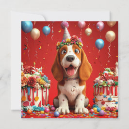Adorable Beagle Hund feiert Geburtstag Einladung
