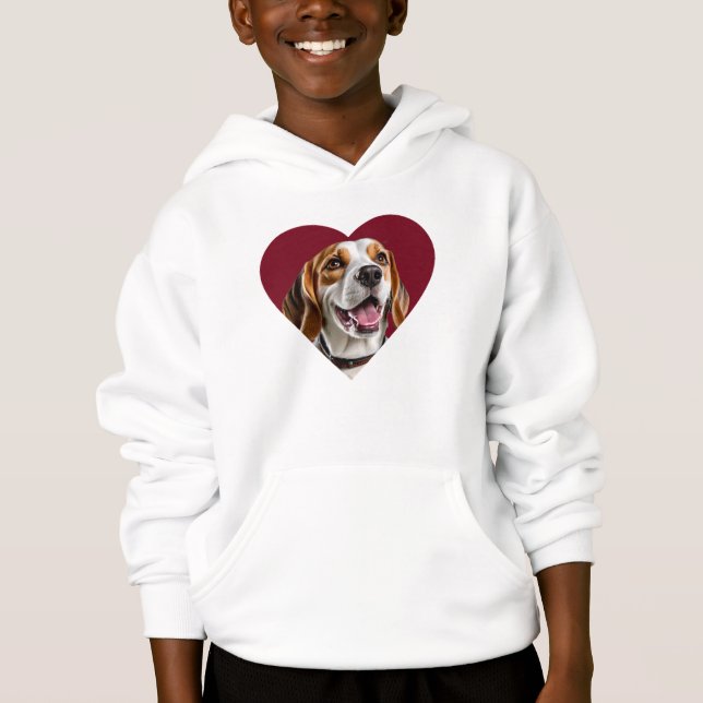 Adorable Beagle in Heart Shape Design Hoodie (Vorderseite)