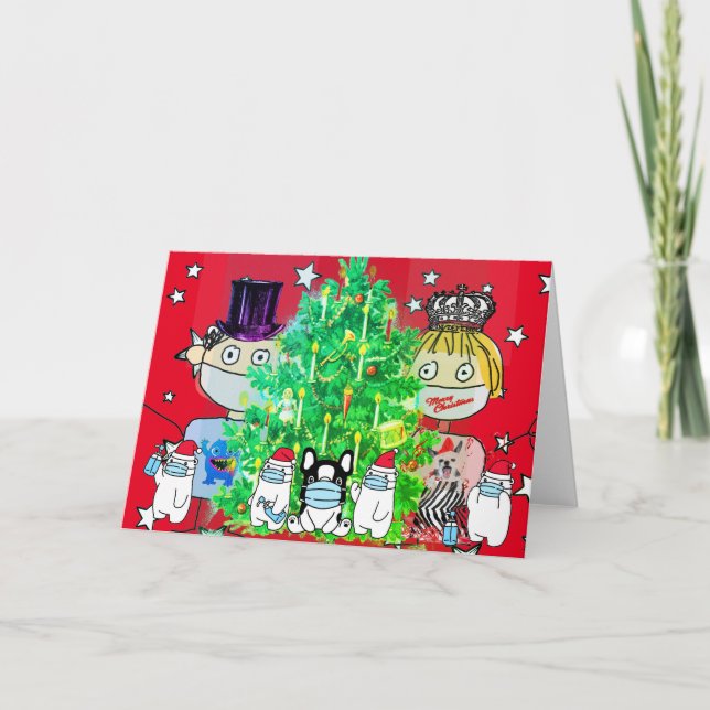 ADORABLE BEARS TRAARS MASKS CHRISTMAS Card Karte (Vorderseite)