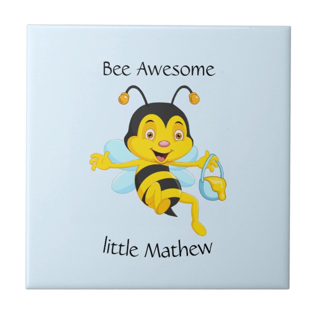 Adorable Bee Boy Cartoon Fliese (Vorderseite)