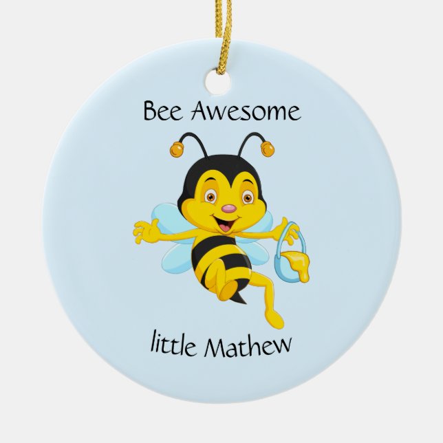 Adorable Bee Boy Cartoon Keramik Ornament (Vorne)