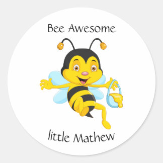 Adorable Bee Boy Cartoon Runder Aufkleber