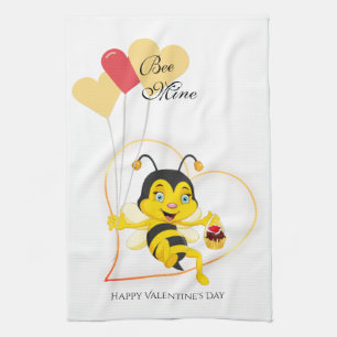 Adorable Bee Mine Valentine's Day Bee Cartoon Geschirrtuch