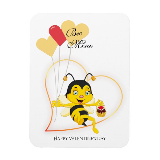 Adorable Bee Mine Valentine's Day Bee Cartoon Magnet (Vertikal)