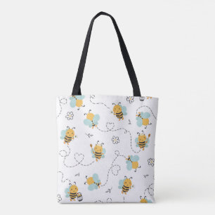 Adorable Bee Pattern Tote Bag - Playful Honeybee Tasche