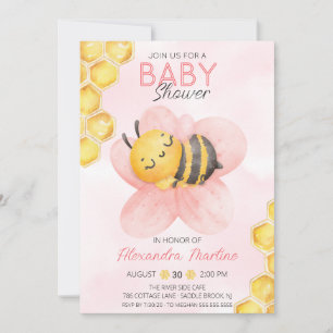 Adorable Bee Pink Blütendusche Einladung