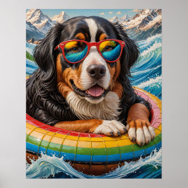 Adorable Berner Hund genießt Floattrip Poster