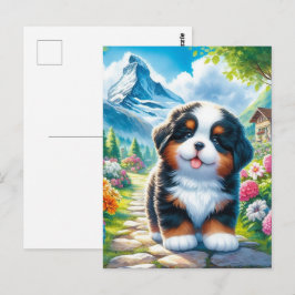 Adorable Bernese Mountain Dog Welpe Postkarte