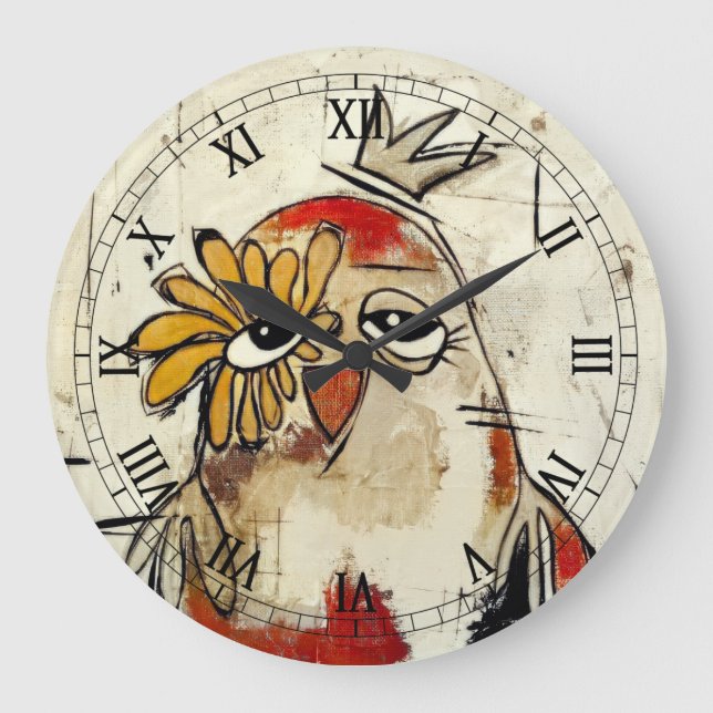 Adorable Bird Princess Wall Clock! Große Wanduhr (Vorderseite)