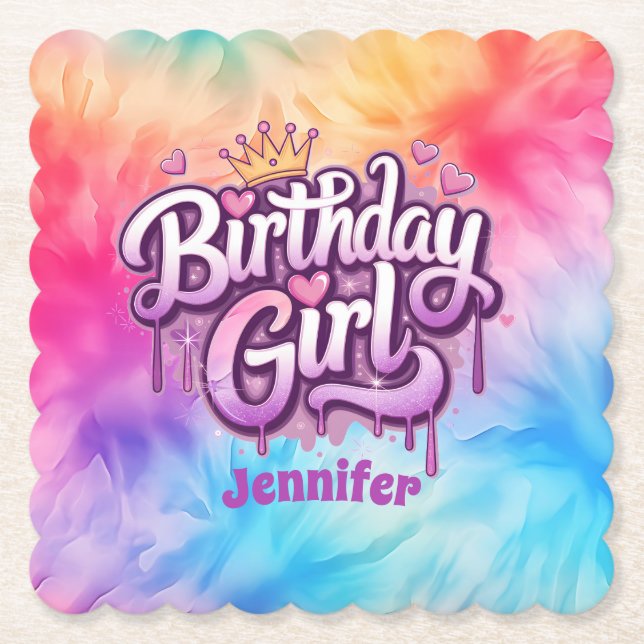 Adorable Birthday Girl Paper Untersetzer (Vorderseite)